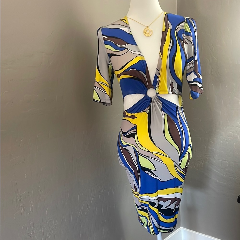 Stylish Multicolor Dress with Ring Detail